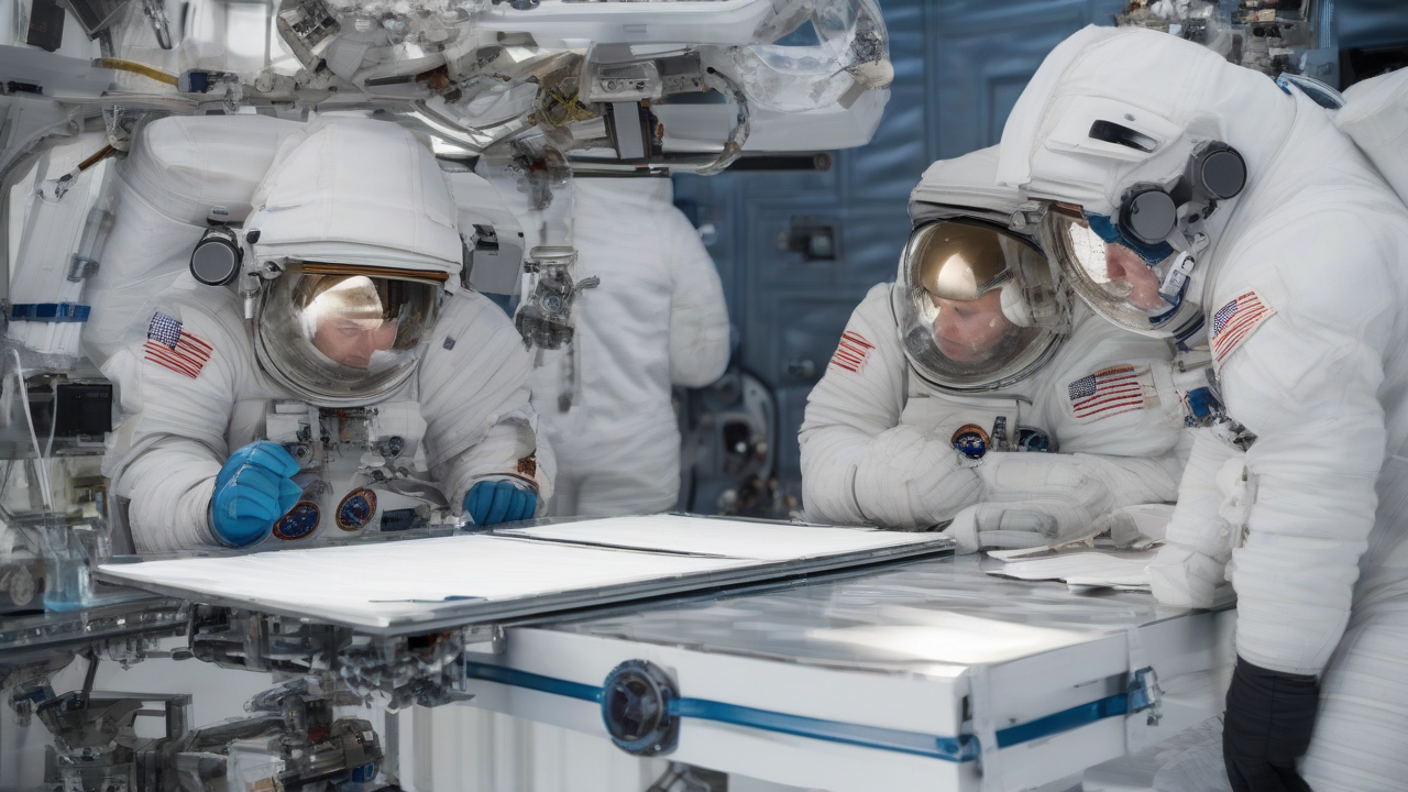 NASA astronauts prepare space station