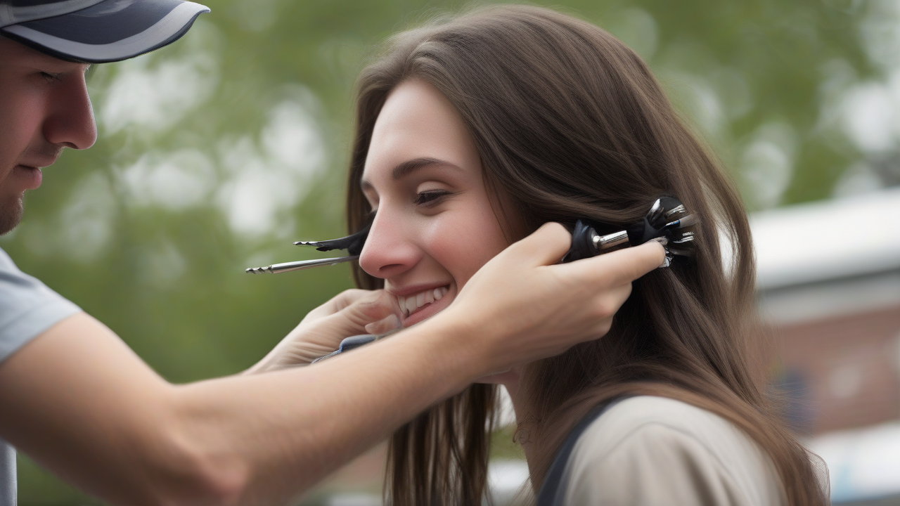 Boyfriend removes screw from girlfriend's head
