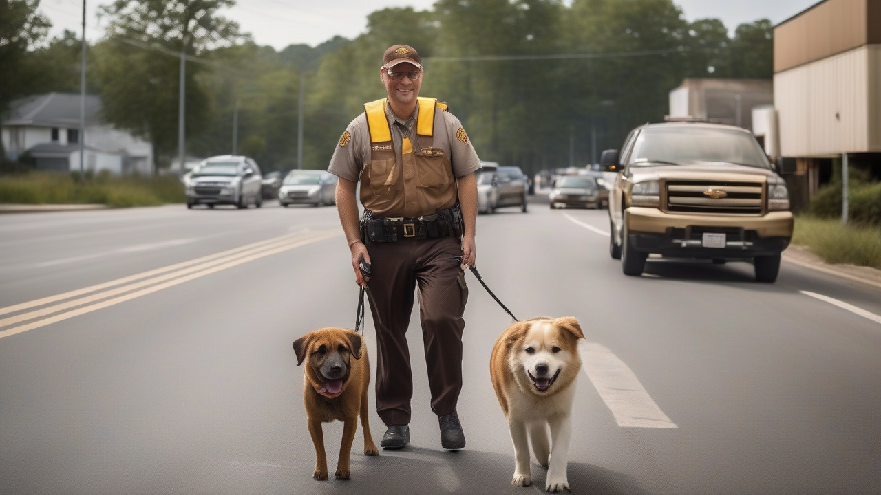 UPS drivers snap photos with dogs on route