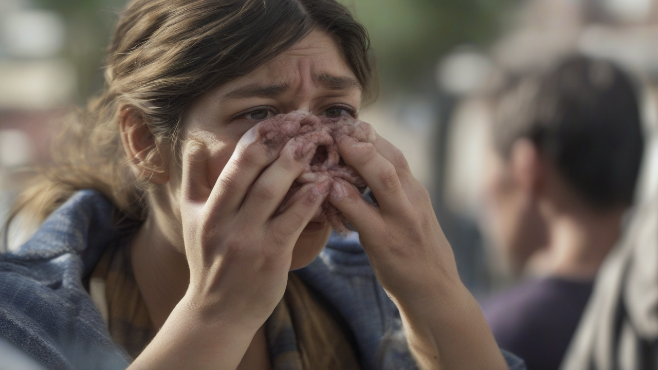 Woman sneezes out maggots